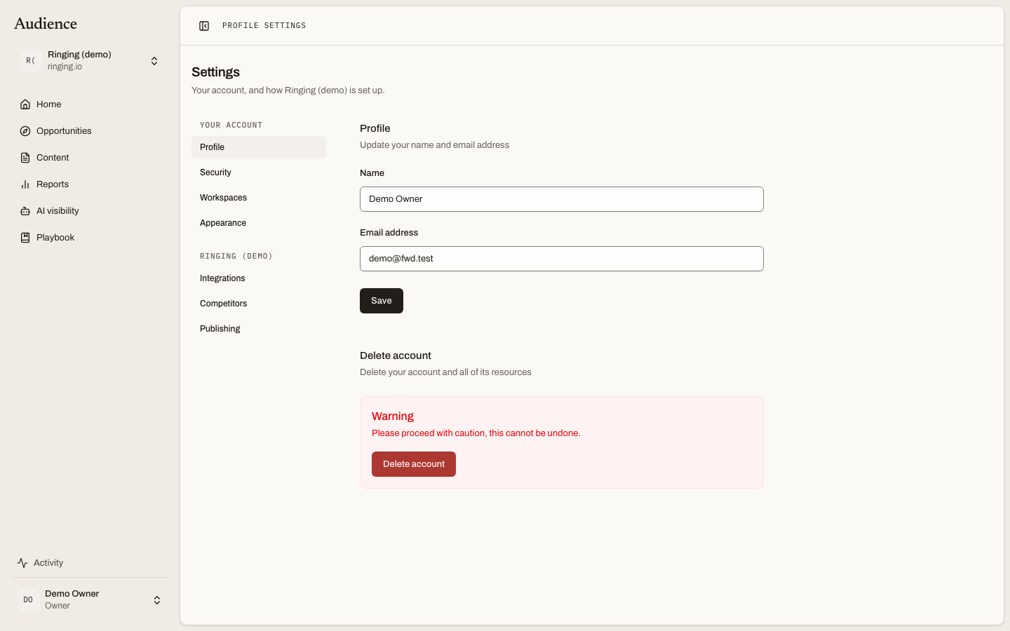 Profile settings